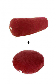 Bolster Yoga Minderi ve Meditasyon Minderi- BORDO (2li Takım)